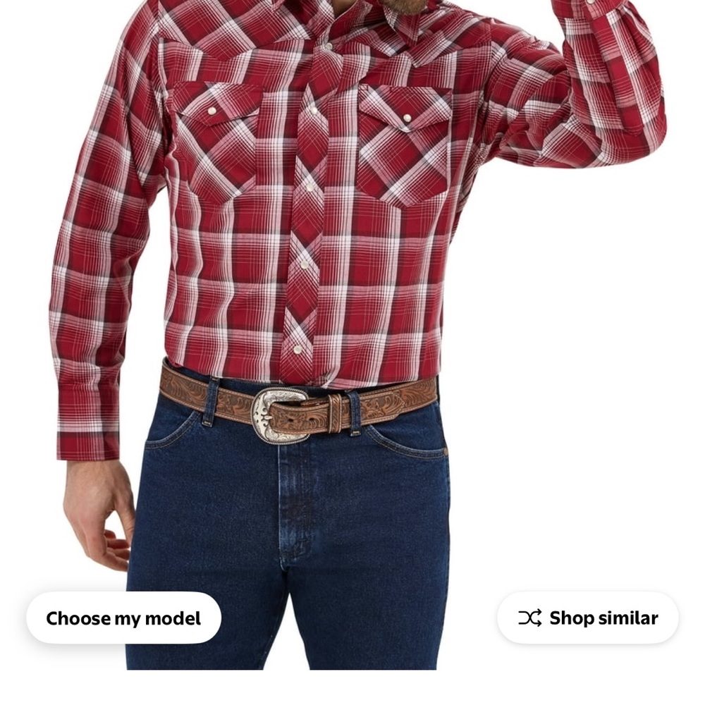 Men's Wrangler Red Plaid Western Shirt
